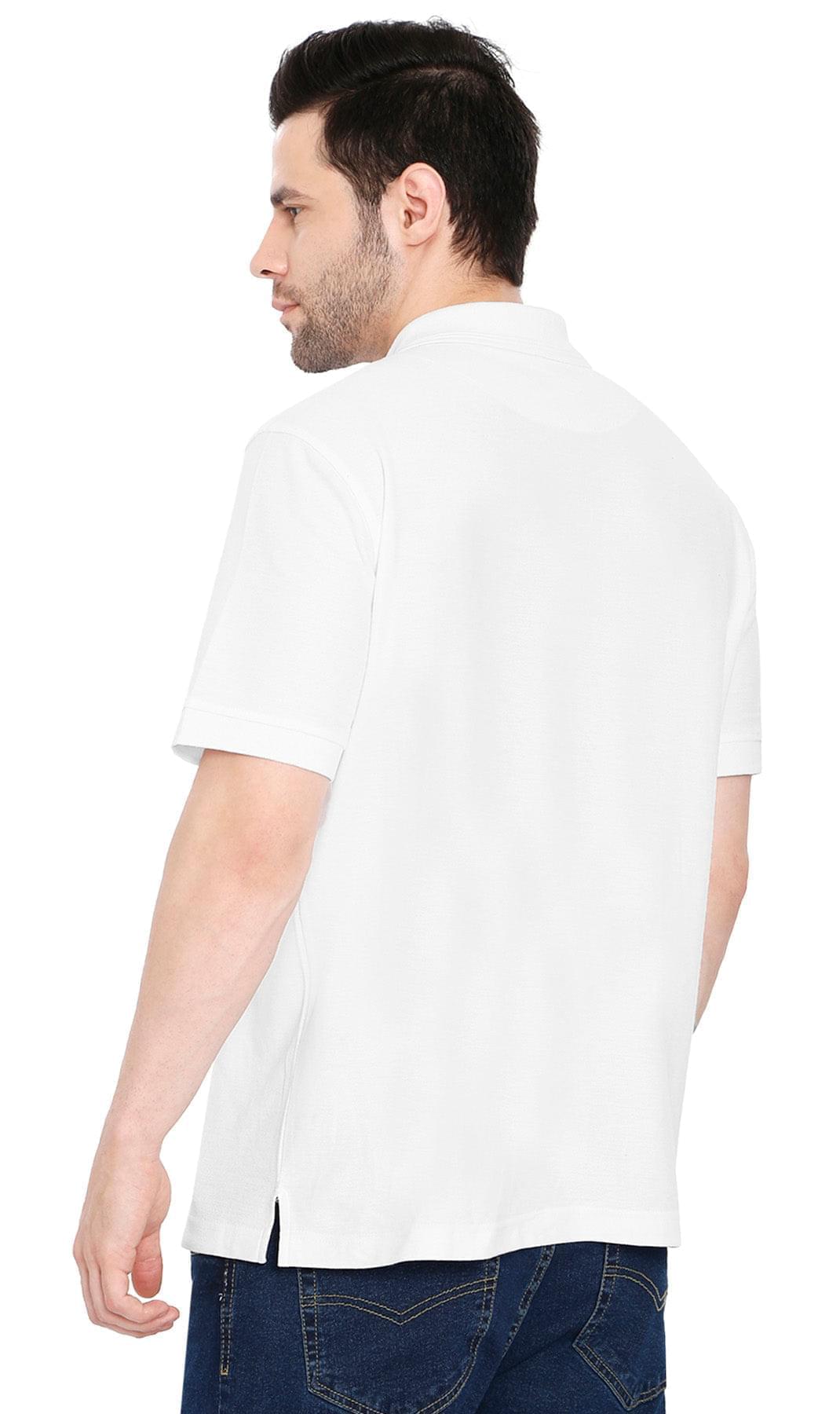 Turtle Bay men's short sleeve pique knit polo shirt in White, alternate view