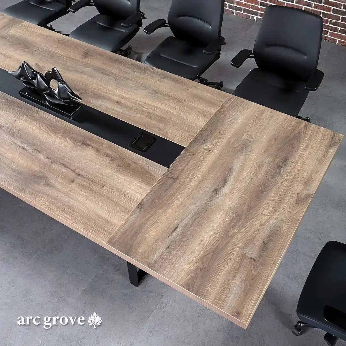 Arc Grove Wright conference room table in Mahogany, additional detail