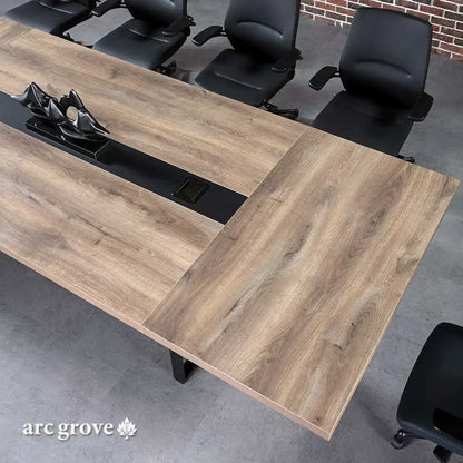 Arc Grove Wright conference room table in Mahogany, additional detail