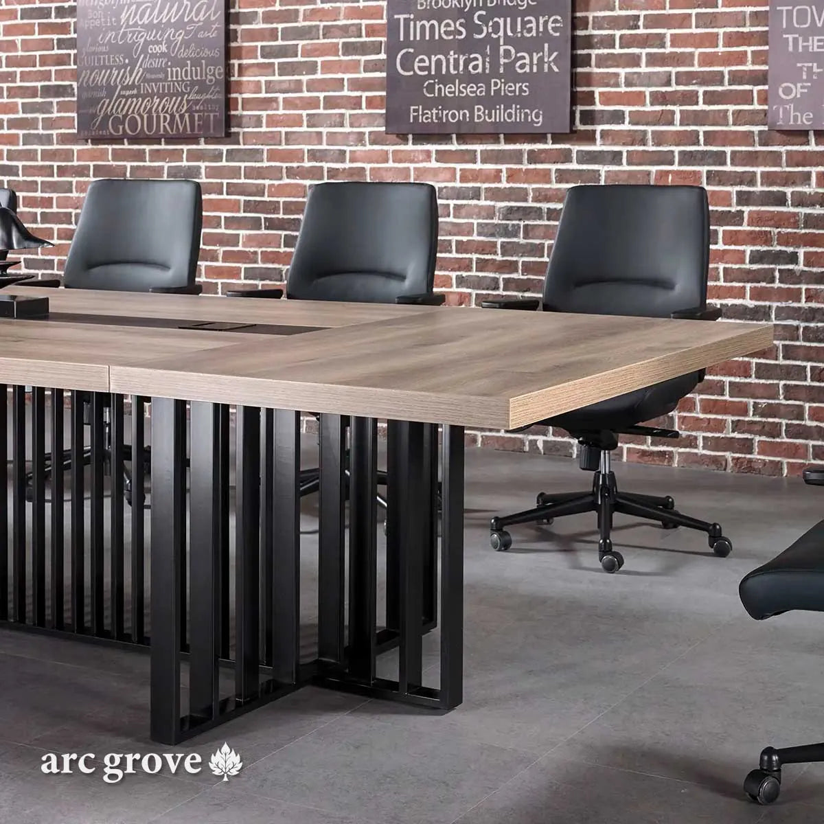 Arc Grove Wright conference room table in Mahogany, additional detail (2)