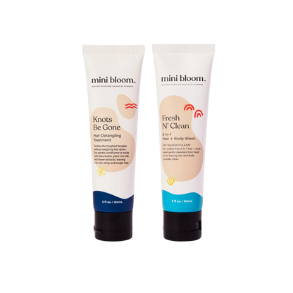 mini bloom Mini Bath Time Duo travel-size wash and detangler set, product information
