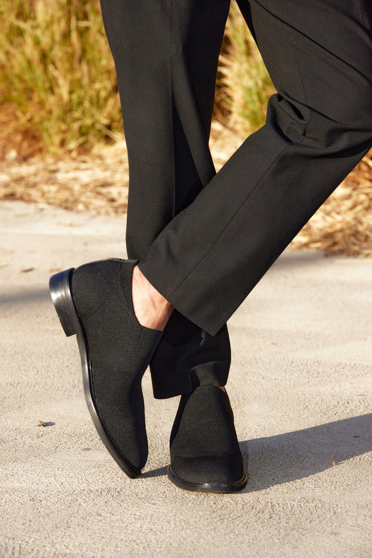 CALTO X1541 black knit elevator dress shoe, additional product photo