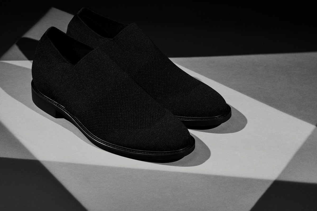 CALTO X1541 black knit elevator dress shoe, second product photo
