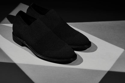 CALTO X1541 black knit elevator dress shoe, second product photo