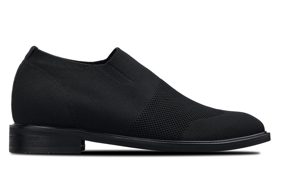 CALTO X1541 black knit elevator dress shoe, alternate view