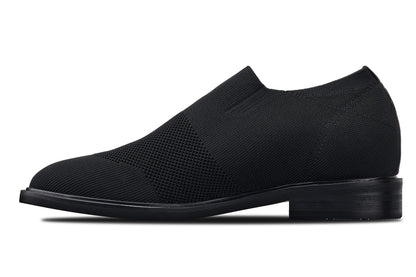 CALTO X1541 black knit elevator dress shoe, additional detail