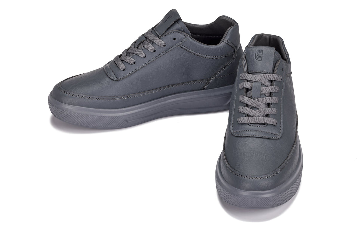 CALTO X1649 mid-top elevator sneaker in iron grey, product photo, alternate angle