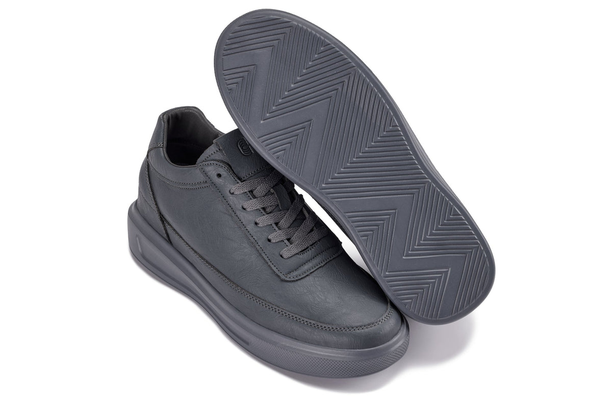CALTO X1649 mid-top elevator sneaker in iron grey, additional detail, close view