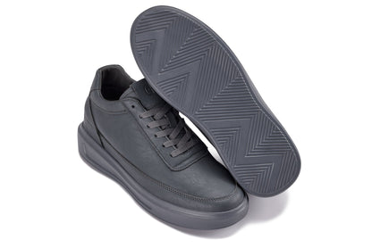 CALTO X1649 mid-top elevator sneaker in iron grey, additional detail, close view