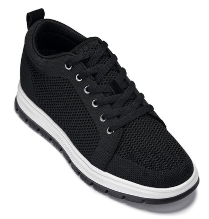 CALTO X2322 knit elevator sneaker in black and white, product photo
