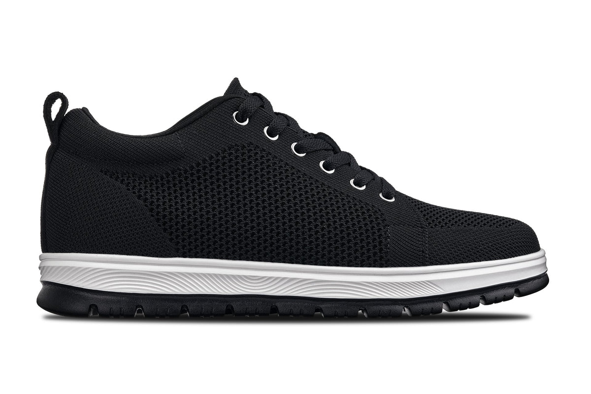 CALTO X2322 knit elevator sneaker in black and white, alternate view