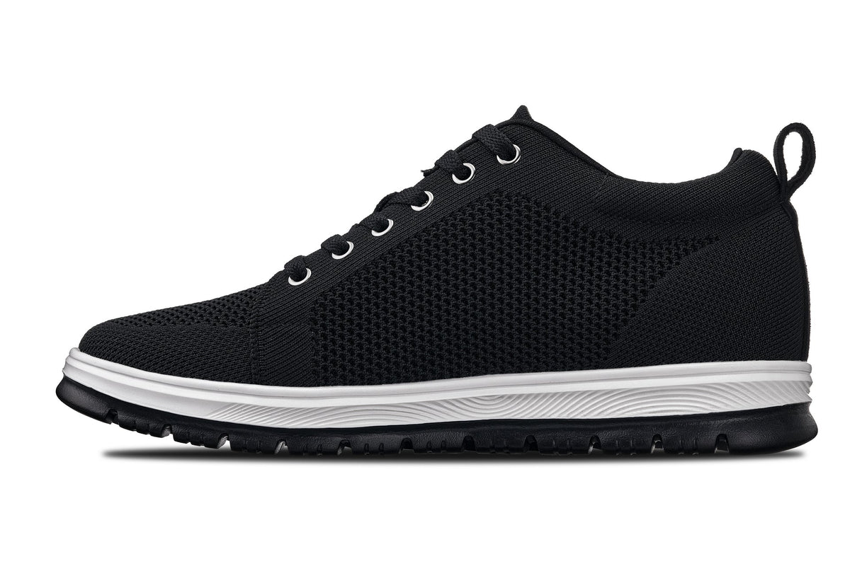 CALTO X2322 knit elevator sneaker in black and white, additional detail