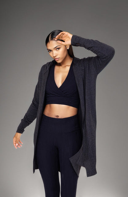 Fitkitty Culture longline hooded cardigan, alternate view 4