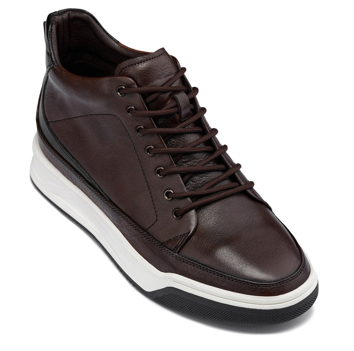 CALTO Y7152 leather elevator sneak-boot in coffee brown, product photo