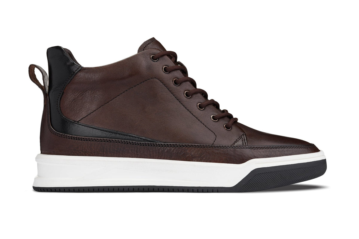 CALTO Y7152 leather elevator sneak-boot in coffee brown, alternate view