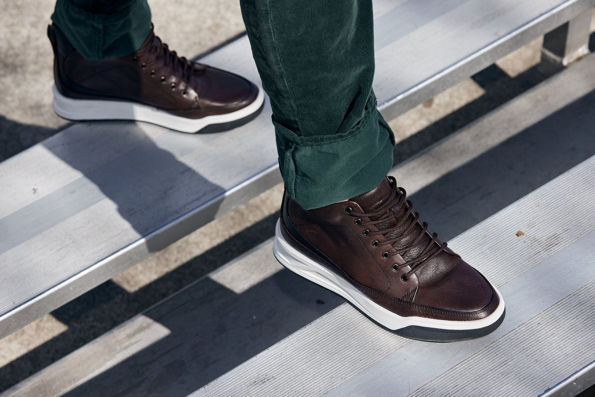 CALTO Y7152 leather elevator sneak-boot in coffee brown, alternate view, second set