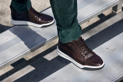 CALTO Y7152 leather elevator sneak-boot in coffee brown, alternate view, second set