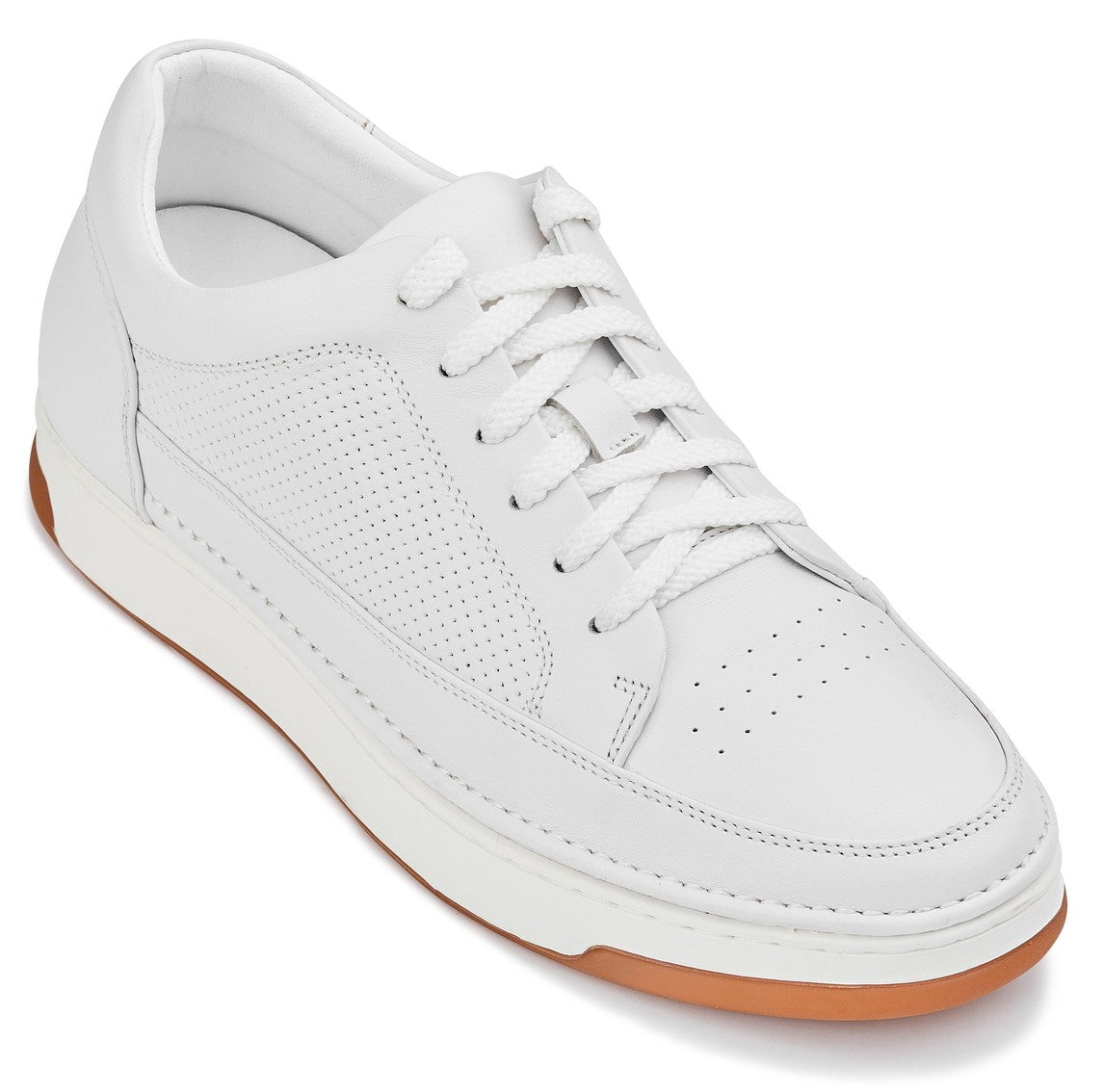 CALTO Y7932 white micro-perforated oxhide sneaker with gum sole, product photo