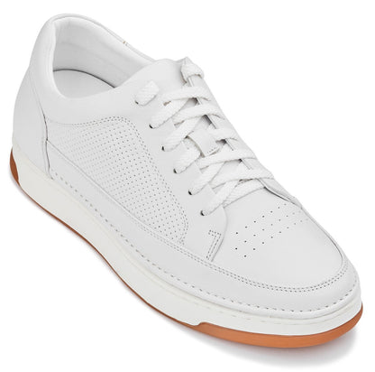 CALTO Y7932 white micro-perforated oxhide sneaker with gum sole, product photo