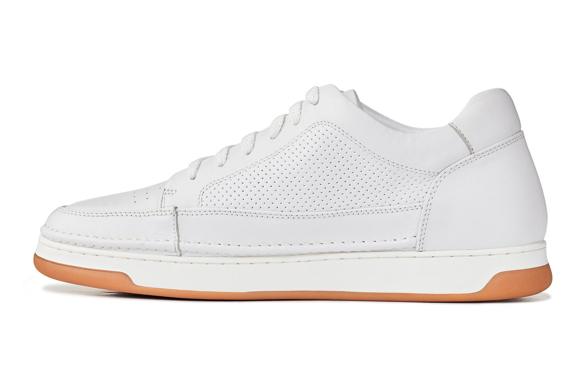 CALTO Y7932 white micro-perforated oxhide sneaker with gum sole, additional detail