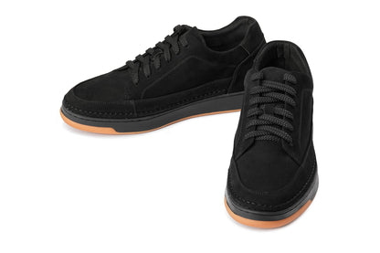 CALTO Y7933 noir suede sneaker with gum sole, additional angle