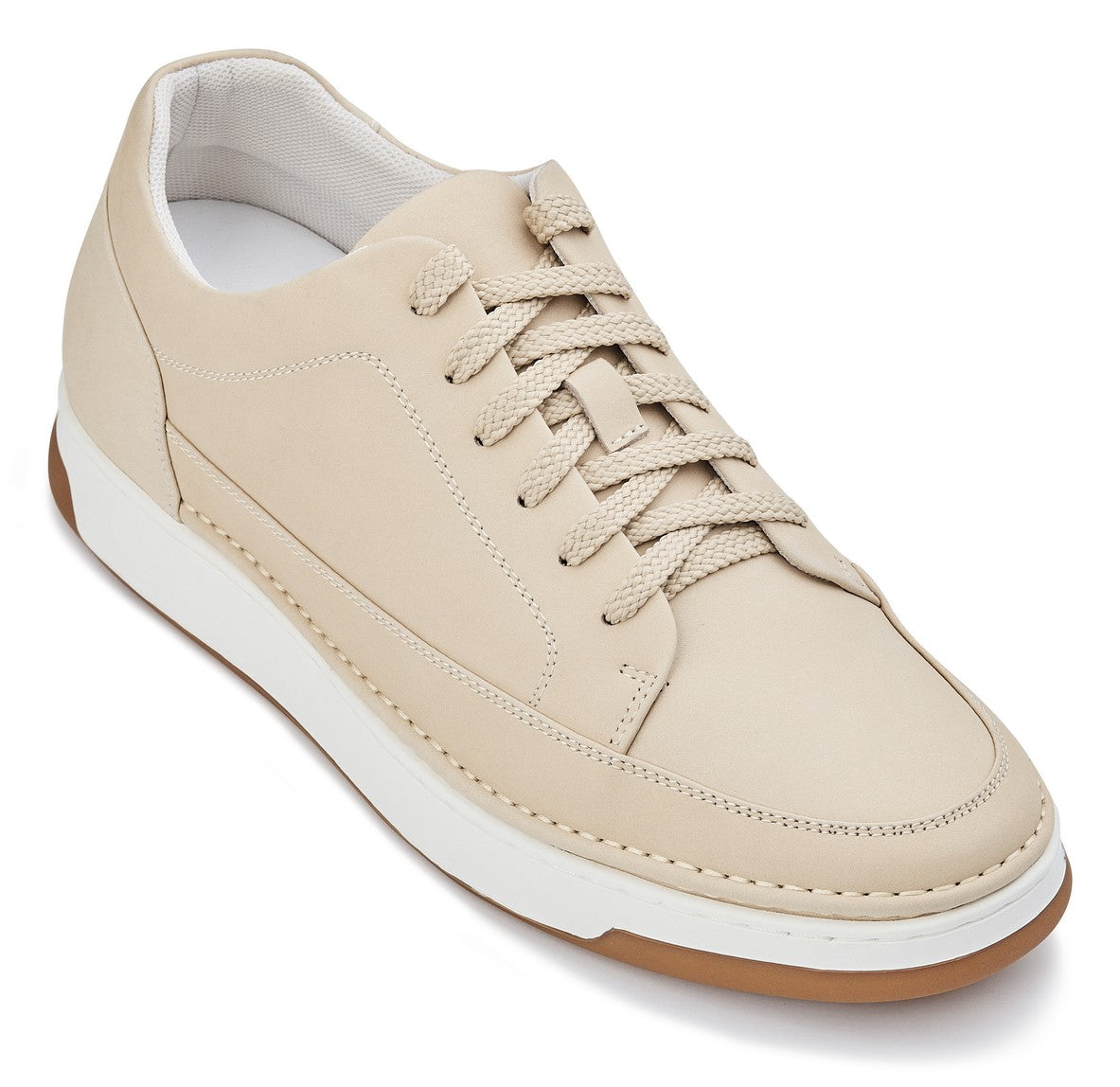 CALTO Y7934 ivory white suede sneaker with gum sole, product photo