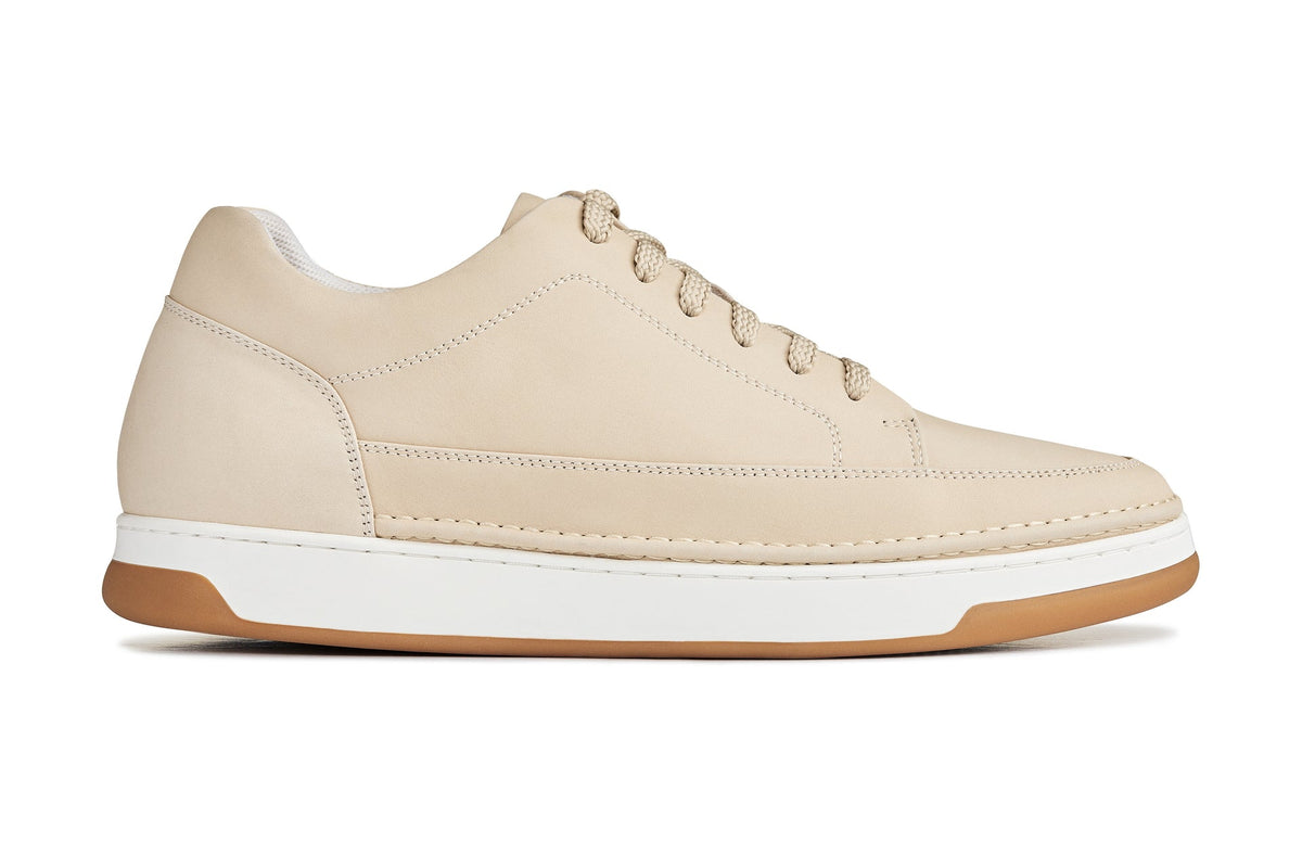 CALTO Y7934 ivory white suede sneaker with gum sole, alternate view