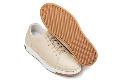 CALTO Y7934 ivory white suede sneaker with gum sole, another detail view