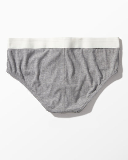 Gray underwear with white waistband on a white background