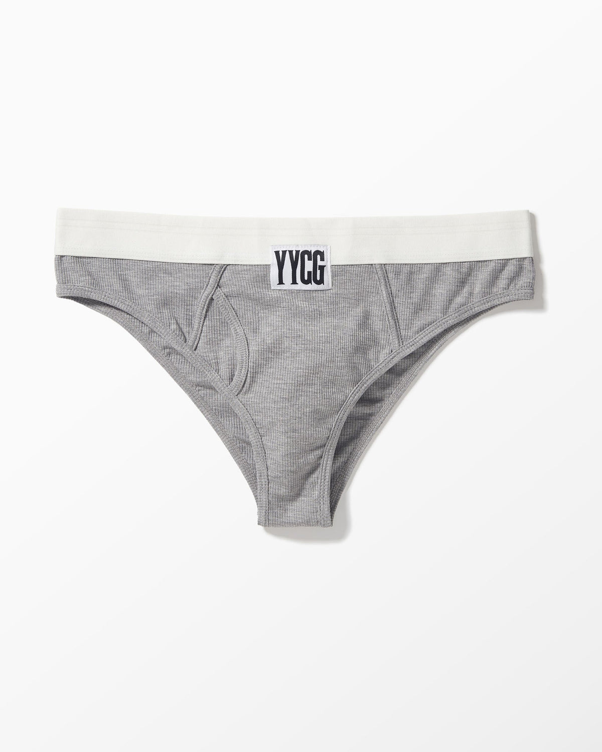 Gray men's underwear with white waistband on a white background