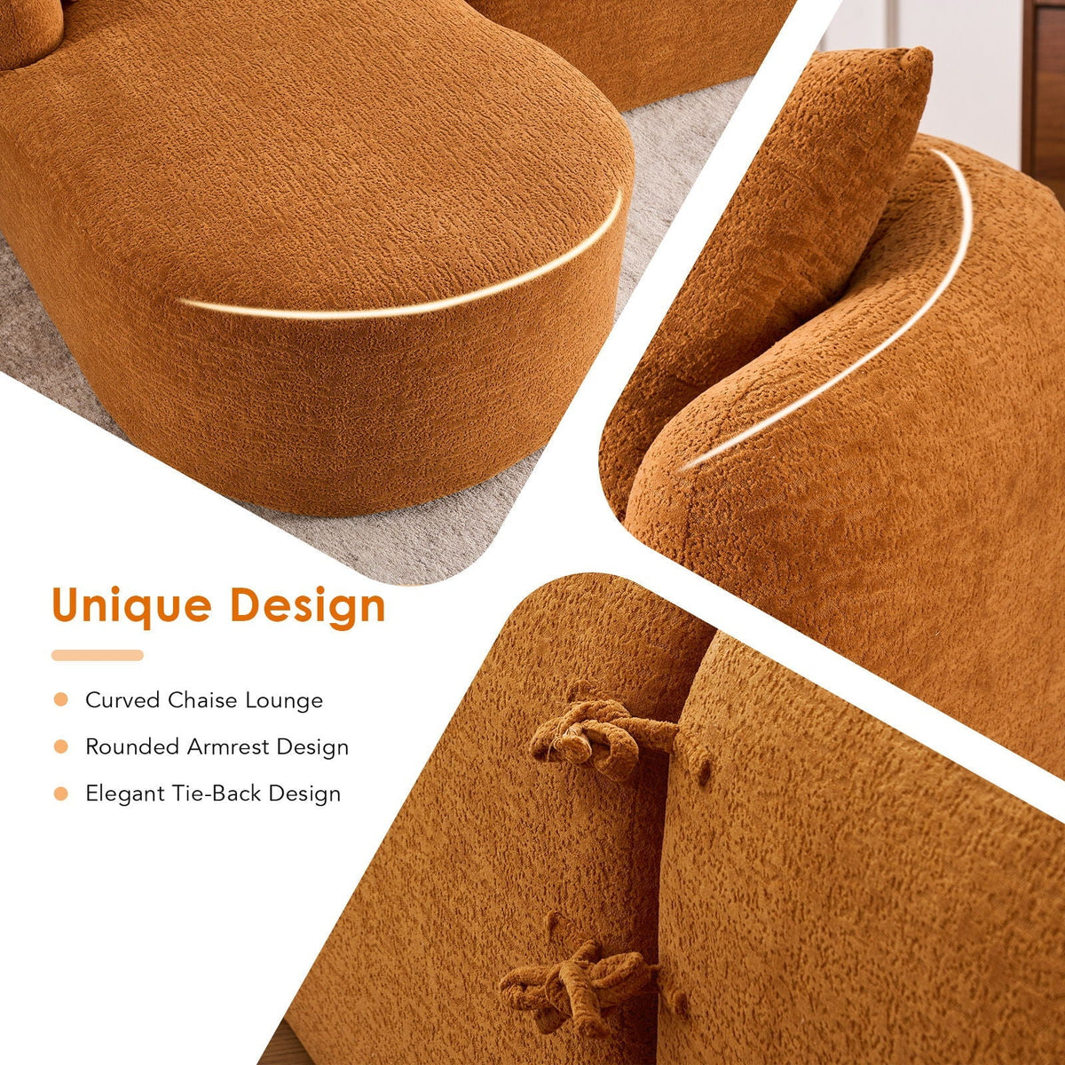 Chenille L-shaped sectional sofa with breathable fabric cover