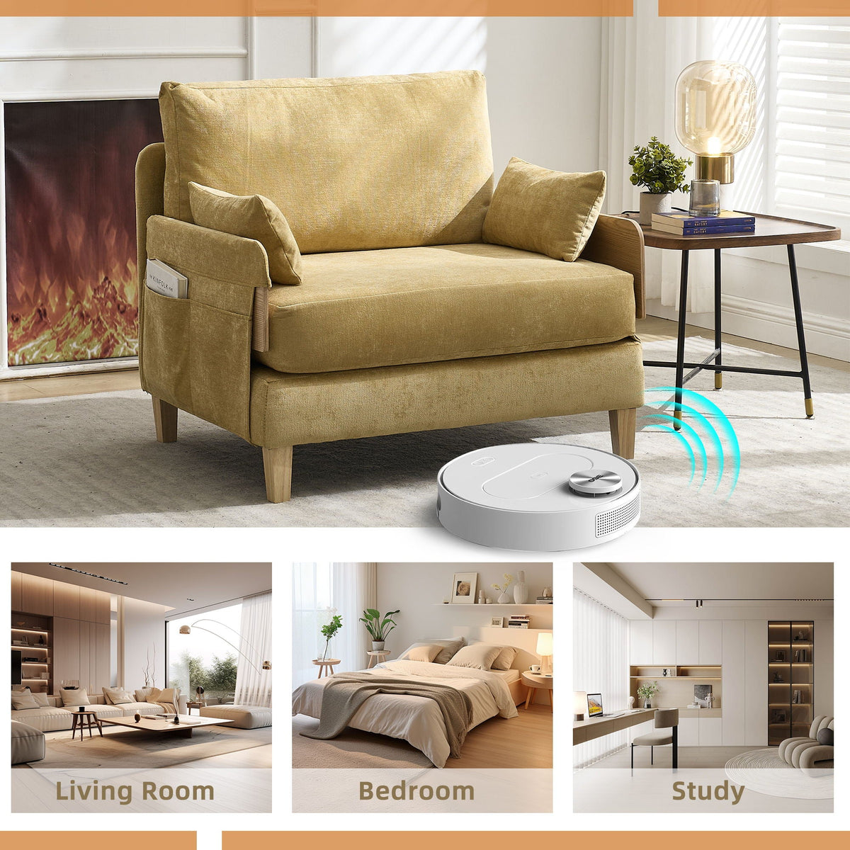 Convertible sofa bed solid wood leg detail (view 100)