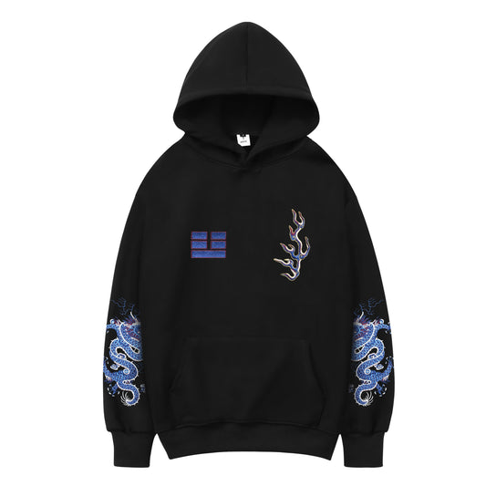 Blue Lightning Embroidered Hoodie, product photo