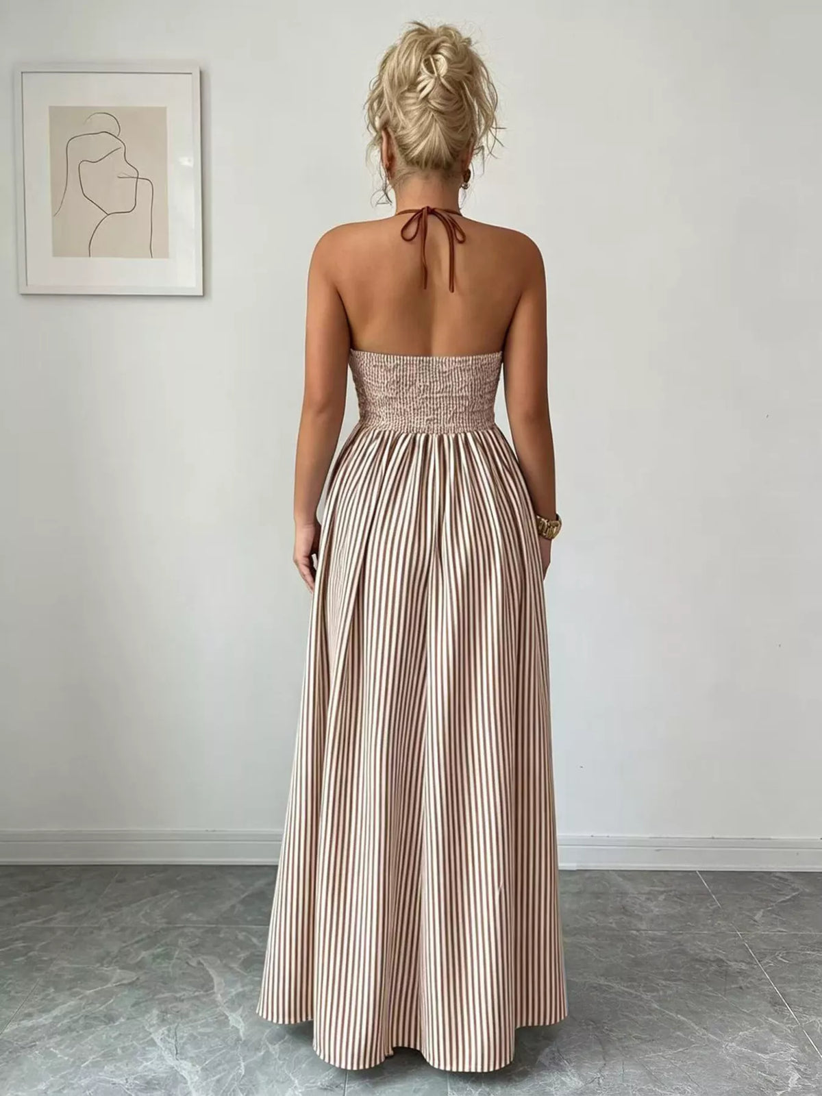 Striped Halter Neck Maxi Dress, styled photo (2)