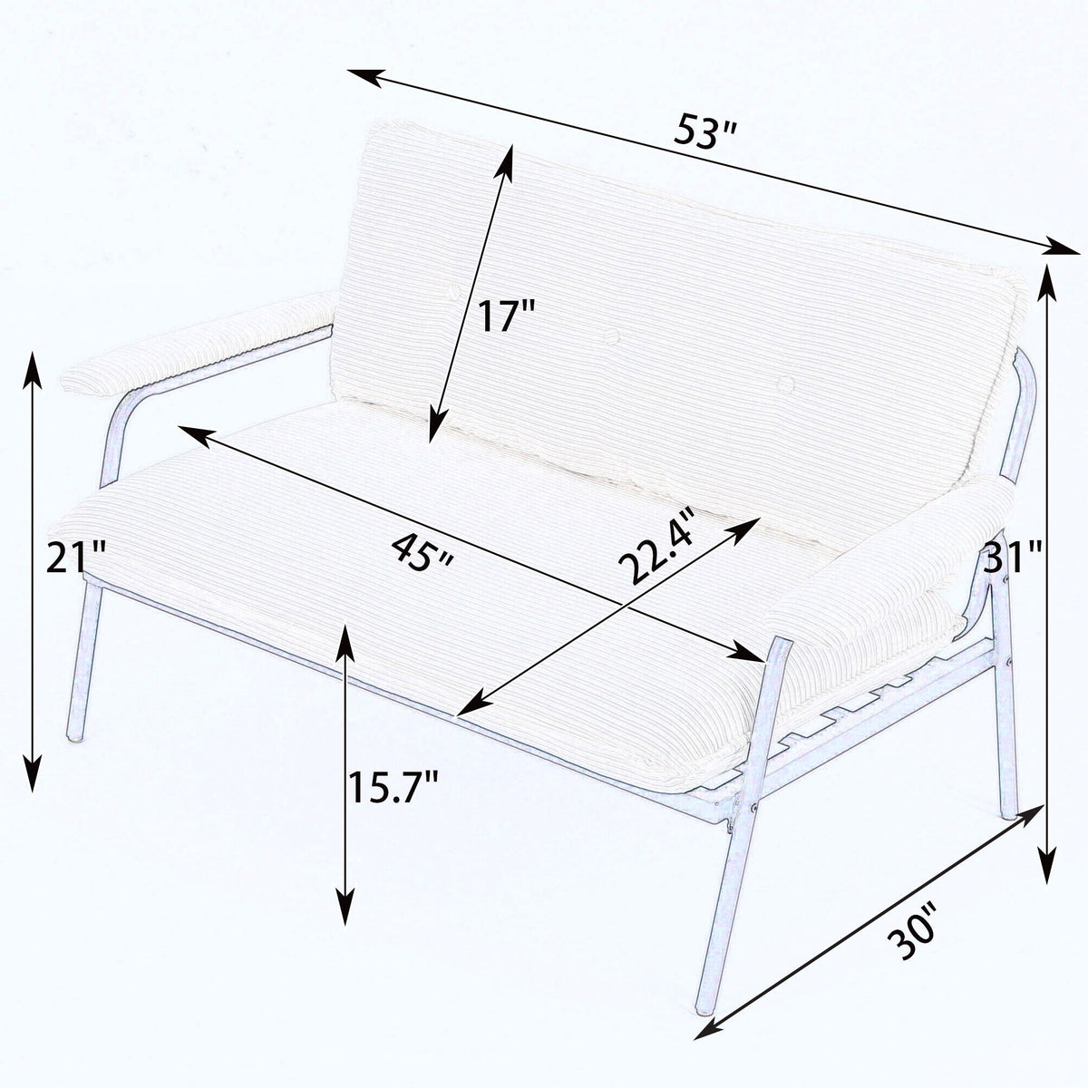 Modern Metal Frame Sofa, product photo (3)