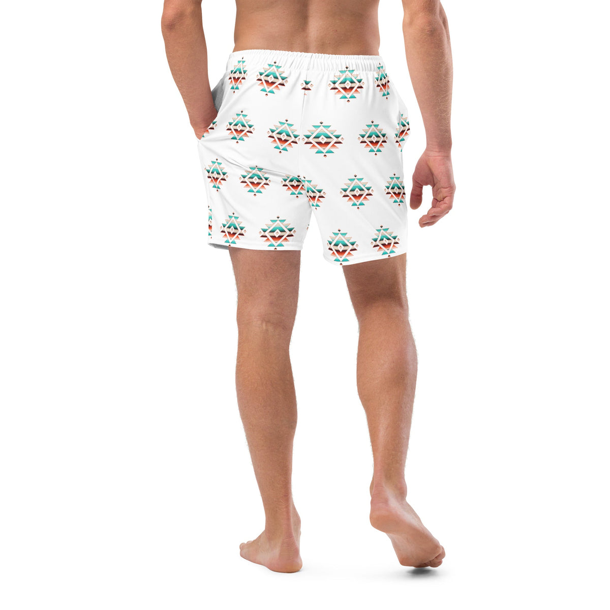 Baha Ranch Yeehaw Sedona Aztec men's swim trunks, back view