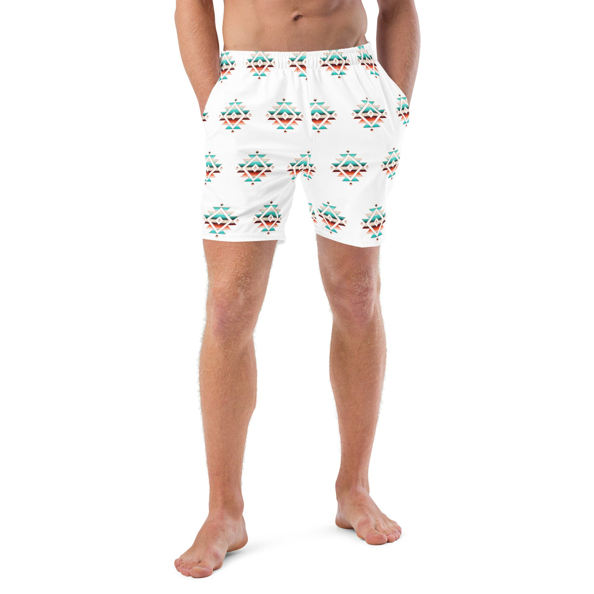 Baha Ranch Yeehaw Sedona Aztec men's swim trunks, front view (2)