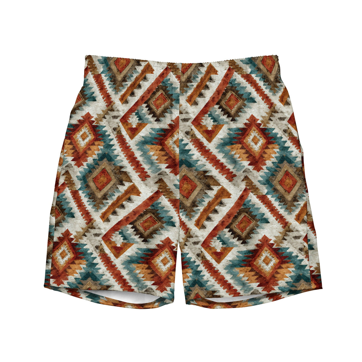Baha Ranch Southwest Diamond recycled swim trunks, front view