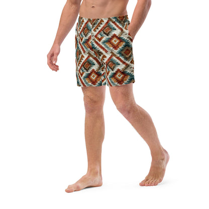 Baha Ranch Southwest Diamond recycled swim trunks, left front view