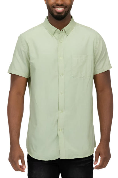 Men's Size Large Green Short Sleeve Button Down Shirt