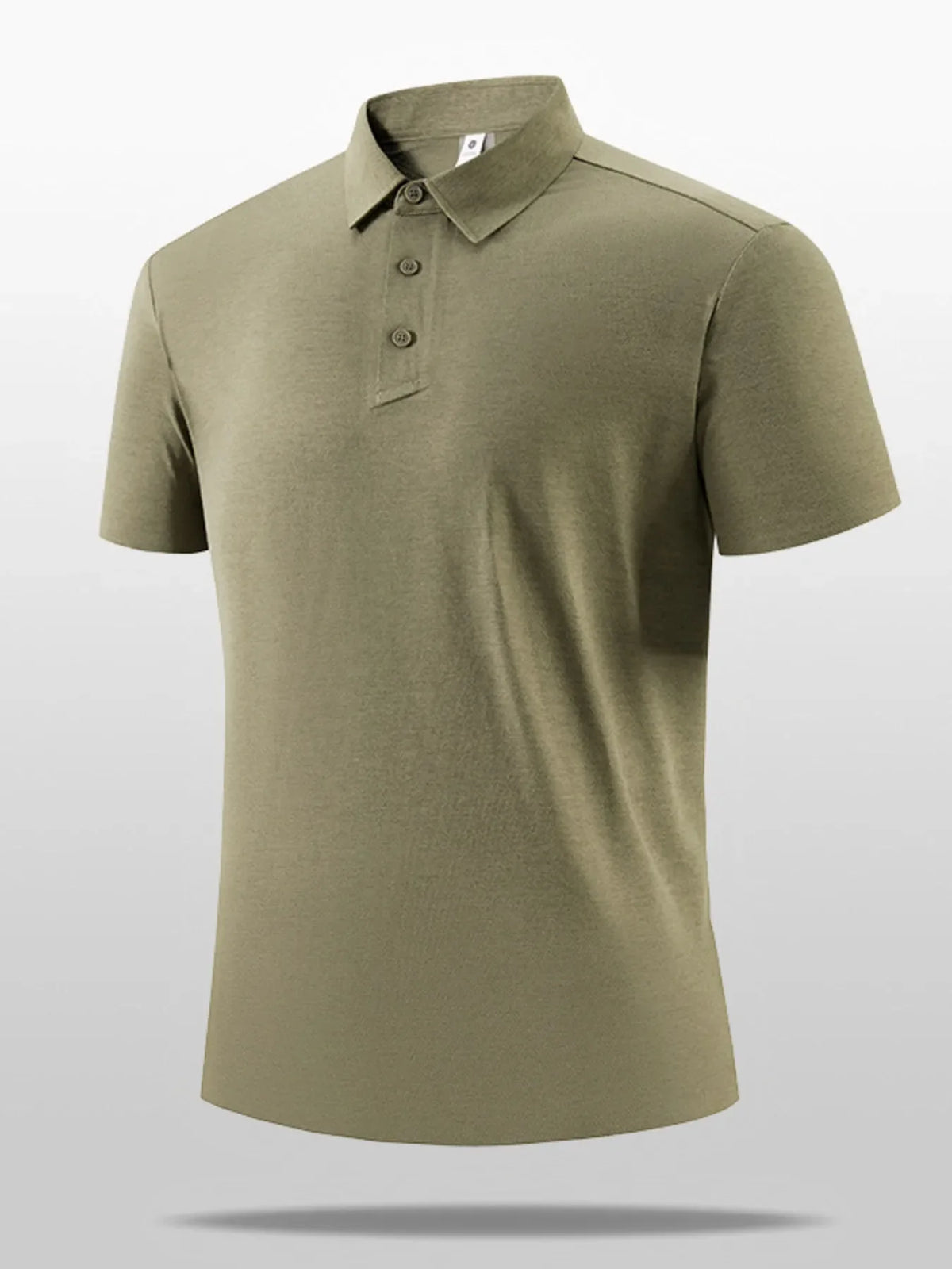 Green polo shirt on a light gray background