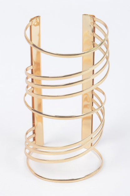Metal Cuff Bracelet in Gold, alternate view