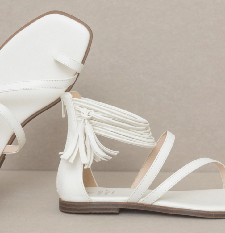 Oasis Society Abril White Strappy Ankle Wrap Sandals, additional detail (2)