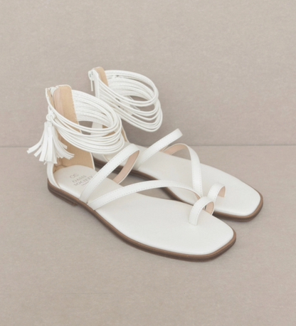 Oasis Society Abril White Strappy Ankle Wrap Sandals, alternate view (2)
