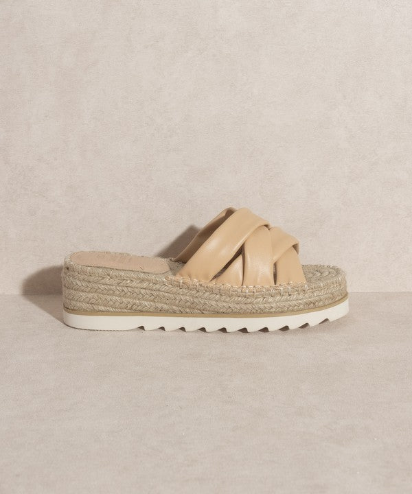 Oasis Society Rebel Criss Cross Platform Espadrille Sandals, styled photo