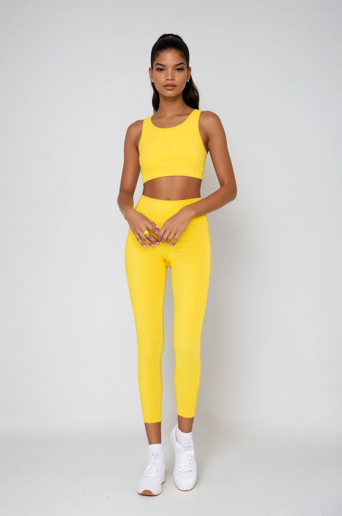 Breathe Easy Cut-Out Back Sports Bra in Yellow, product photo