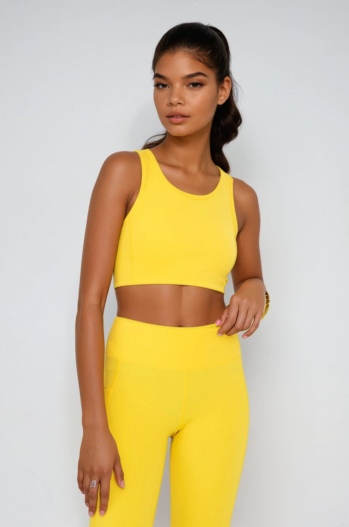 Breathe Easy Cut-Out Back Sports Bra in Yellow, alternate view