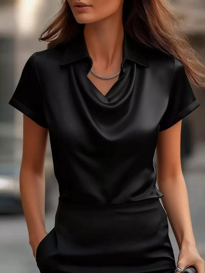 Satin Cowl Neck Blouse, alternate view