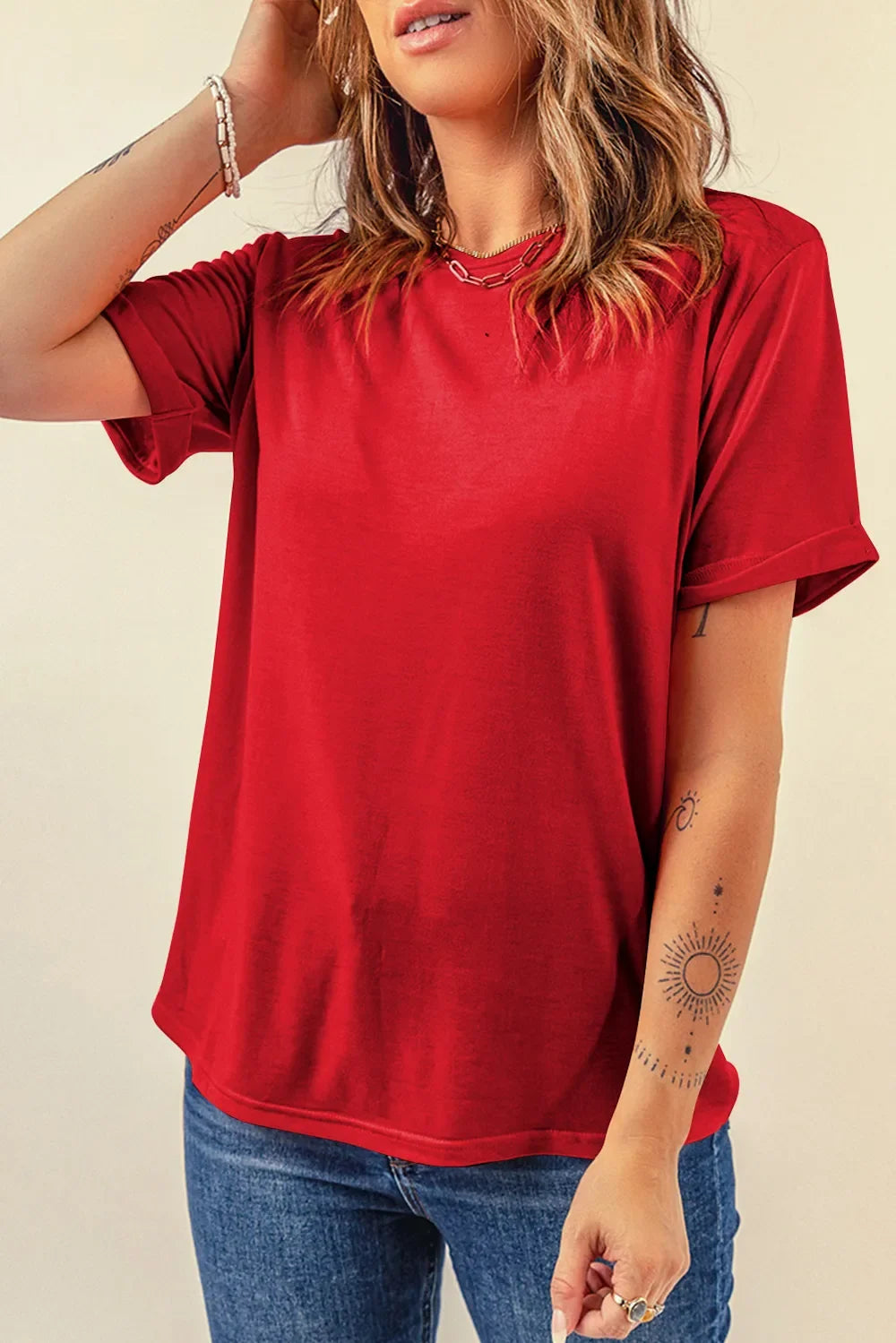 Round Neck Short Sleeve T-Shirt, styled photo (4)
