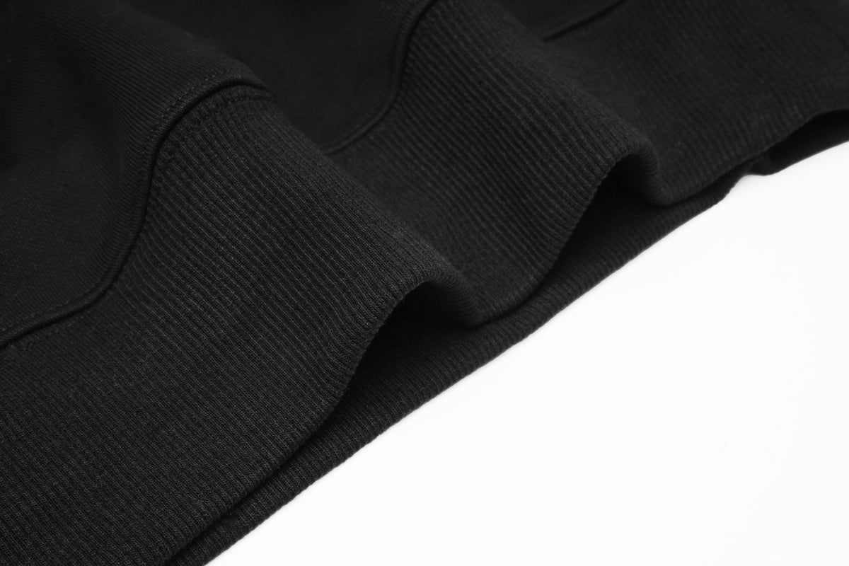 Close-up of a black textured fabric on a white background
